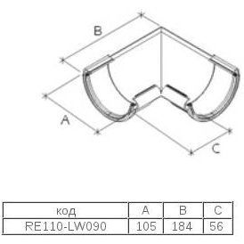 Внутренний угол 90° Galeco PVC110 110 мм (RE110-LW090-A)