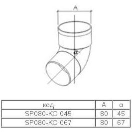Колено 67° Galeco SP080 80 мм (SP080-KO067-A) (RAL7021/черно-серый)