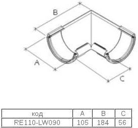 Внутрішній кут 90° Galeco PVC110 110 мм (RE110-LW090-A) (RAL9010/білосніжний)